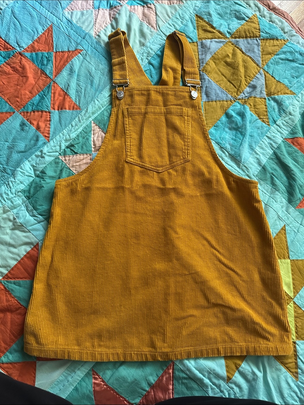 Forever 21 Mustard Corduroy Overall Pinafore Dress